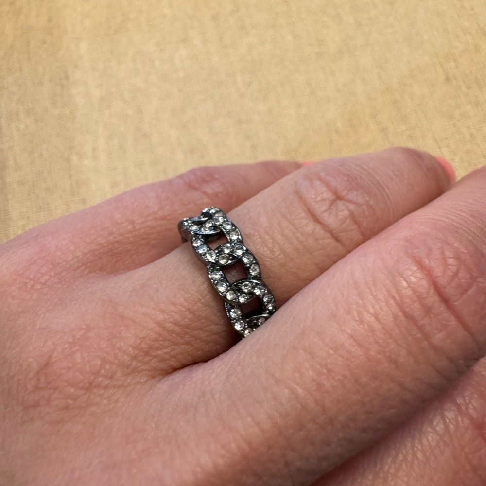 Pave Link Stackable Ring